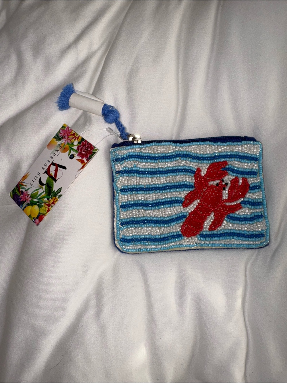 Lobster Beaded Zipper Pouch New with Tags
